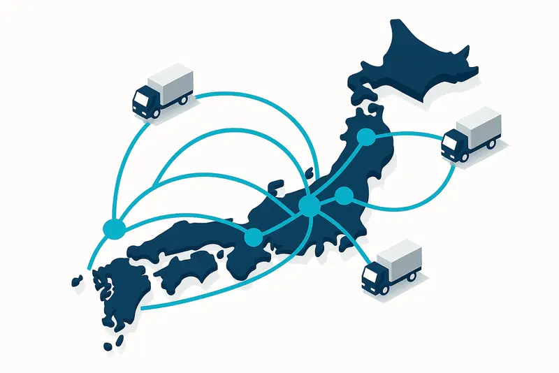 全国各地を結ぶ共同配送網の図